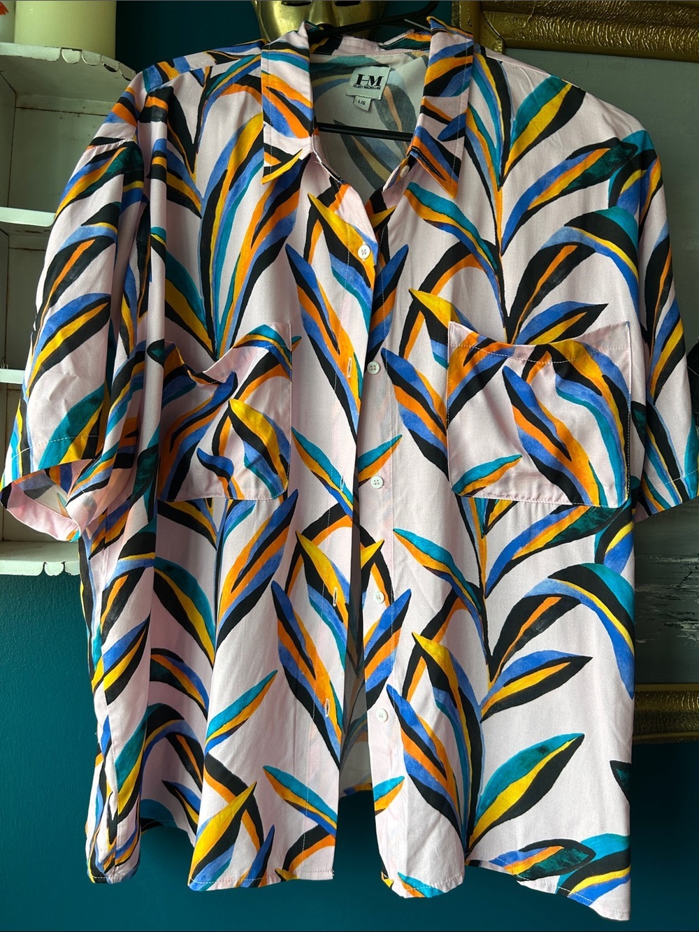 Vintage Hilary MacMillan Abstract Printed Button-Up Blouse • Size L